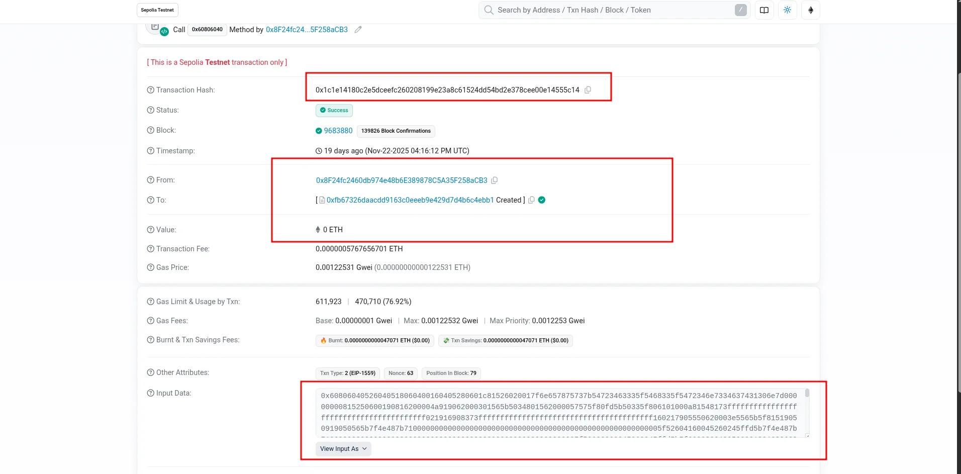 sepolia testnet address of this chainrule address