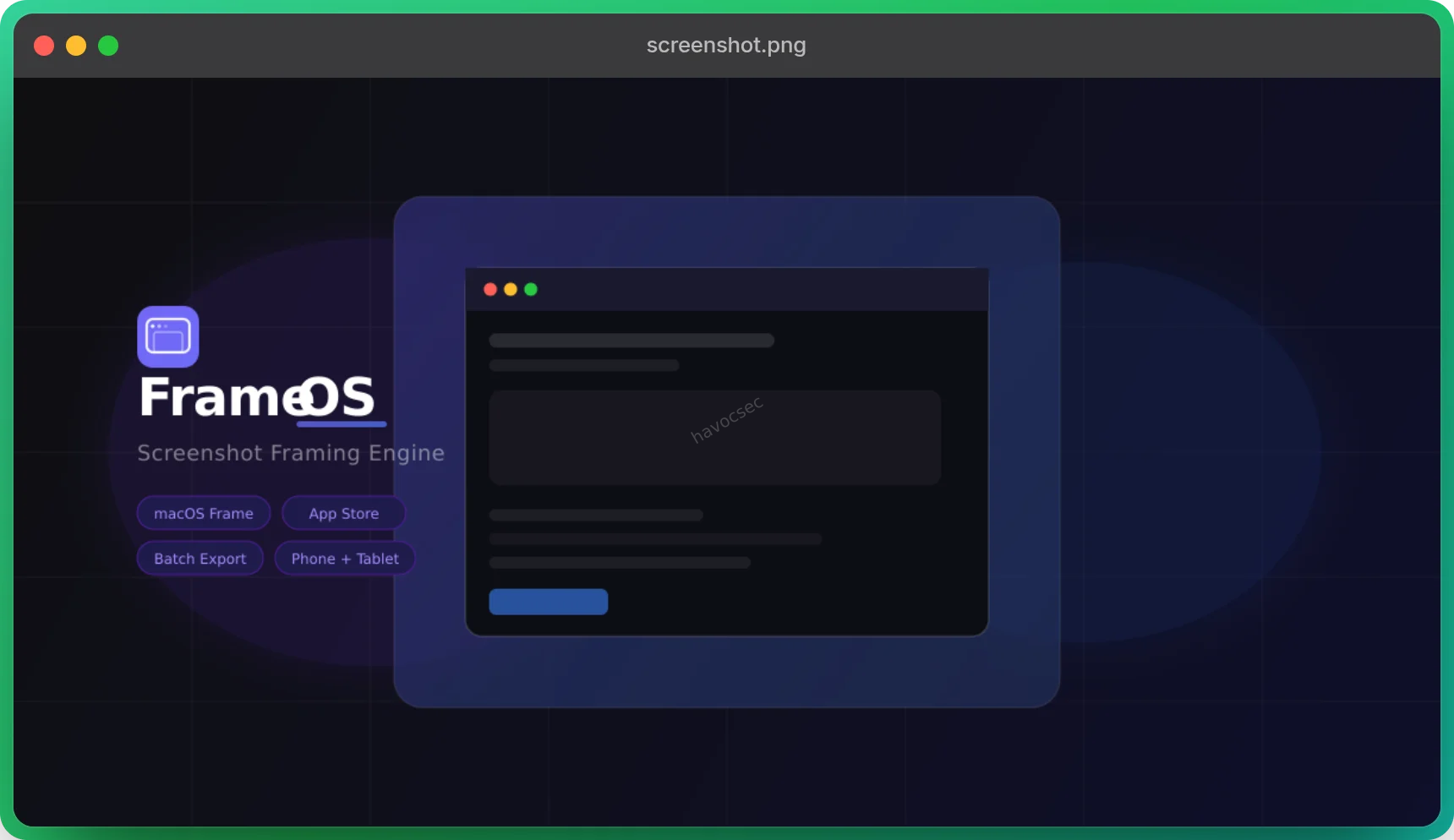 FrameOS: Effortless Screenshot Framing for Developers and Designers