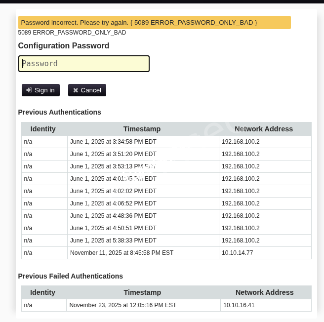 Fries Website PWN Configuration Manager Sign In Failed