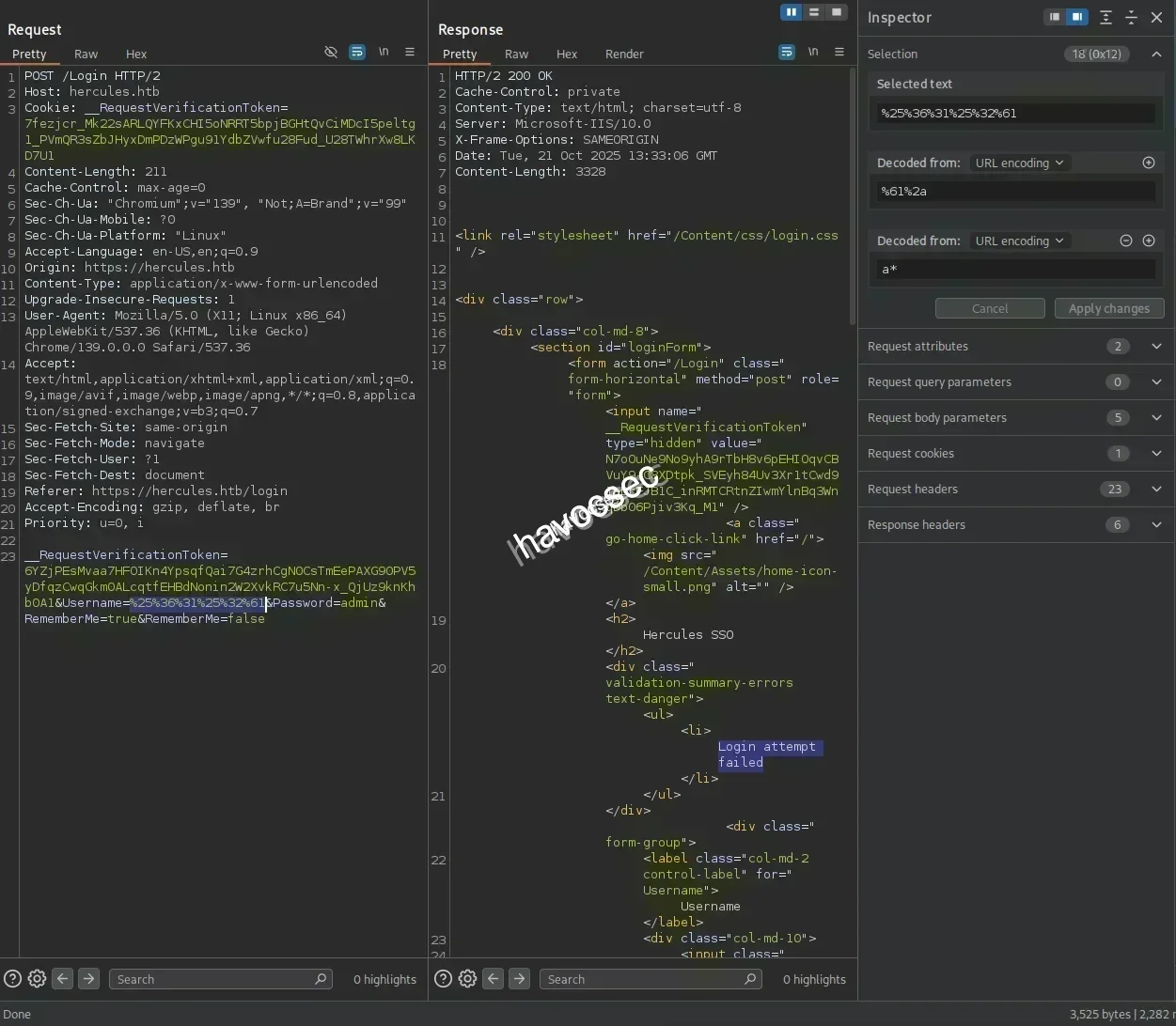 Hercules Website Login Burpsuite Valid
