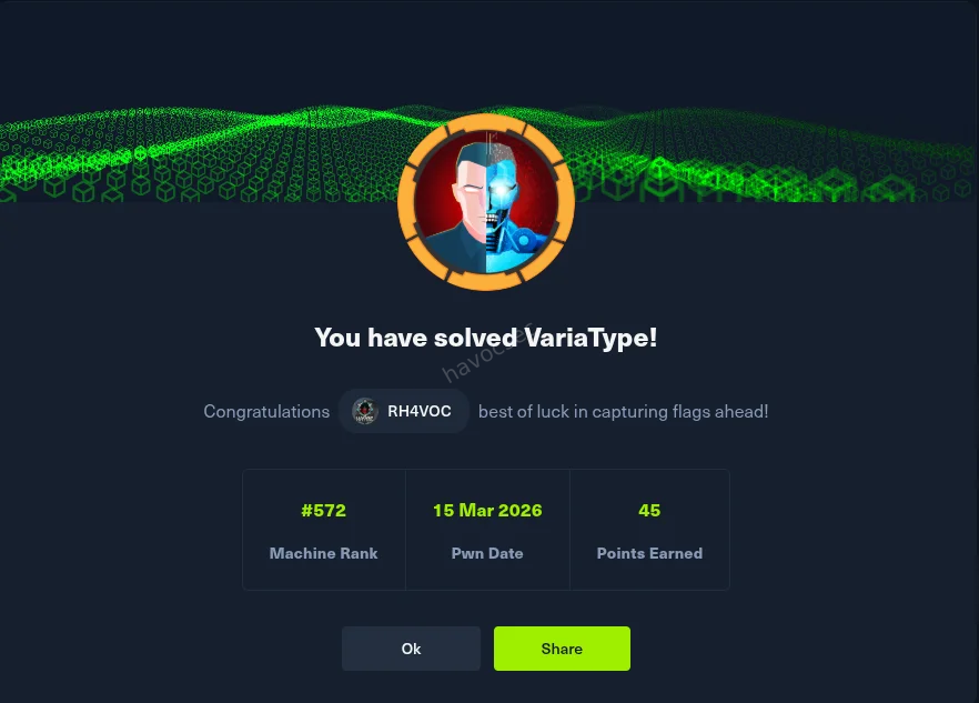 HTB VariaType Complete Writeup — CVE-2025-66034 & Font Exploitation