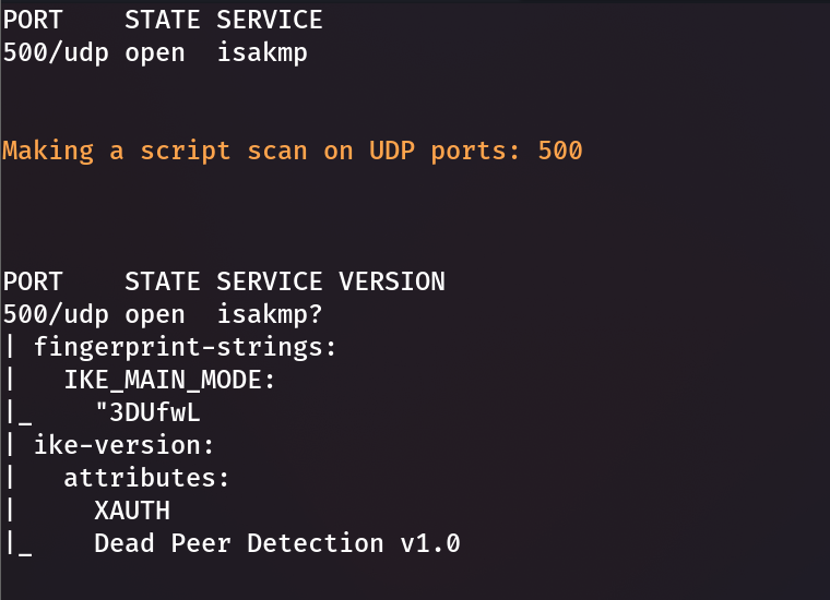 Nmap UDP Scan Results